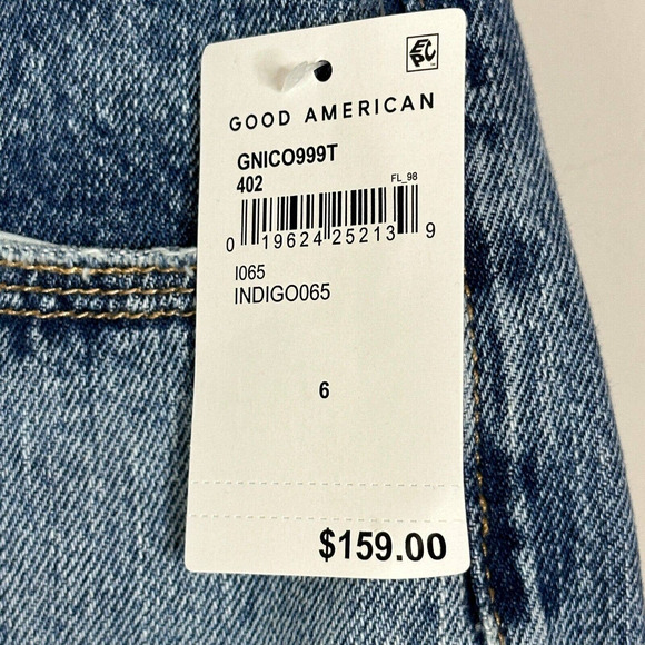 Good American Good Classic Jeans Distressed High Rise Indigo065 Women 6/28 NWT - Picture 8 of 11